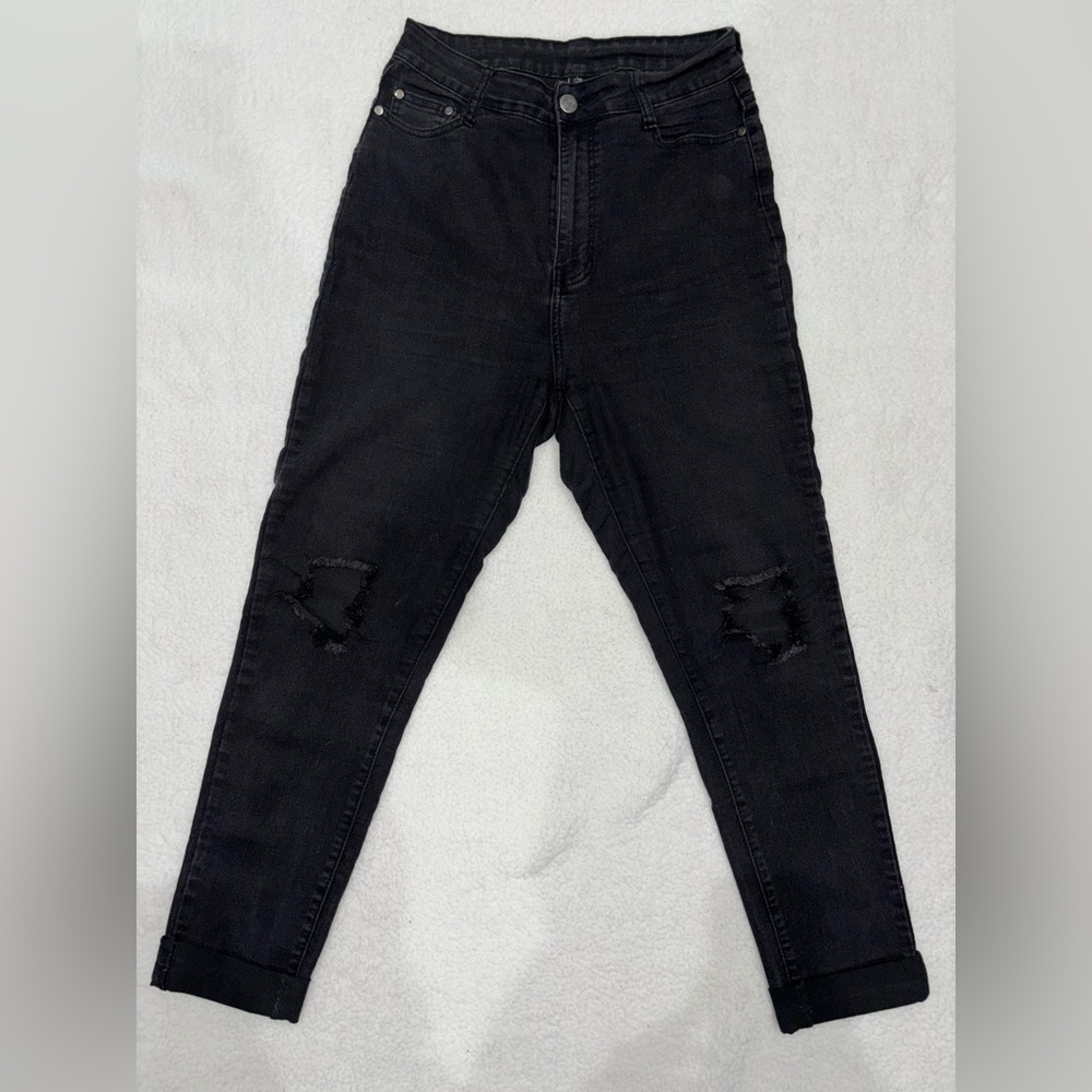 BOB High Rise Black Ripped Jeans